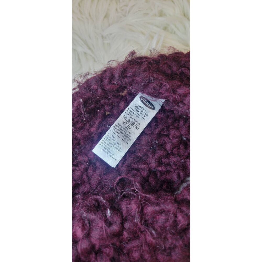Old Navy Wide Headband Ear Warmer Chunky Acrylic Knit Burgundy Women's - Picture 3 of 5